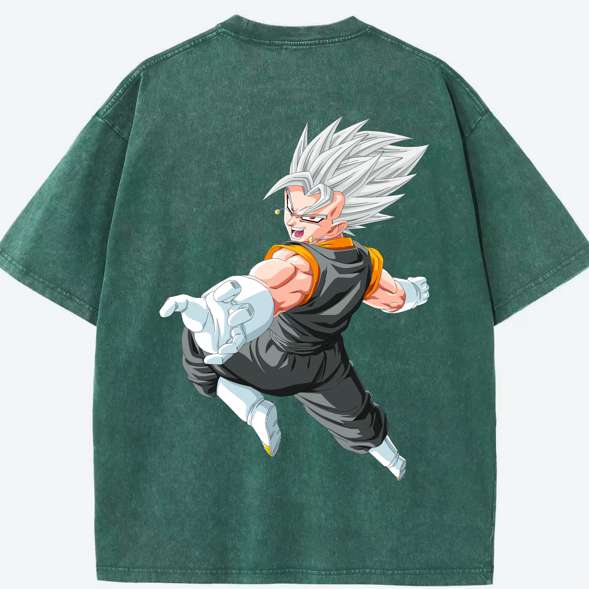 （画像用） ドラゴンボール ベジータ四世（Bejīta Yonsei）DRAGON BALL Vegeta IV 綿100% ヴィンテージ風 半袖Tシャツ（背面プリント）